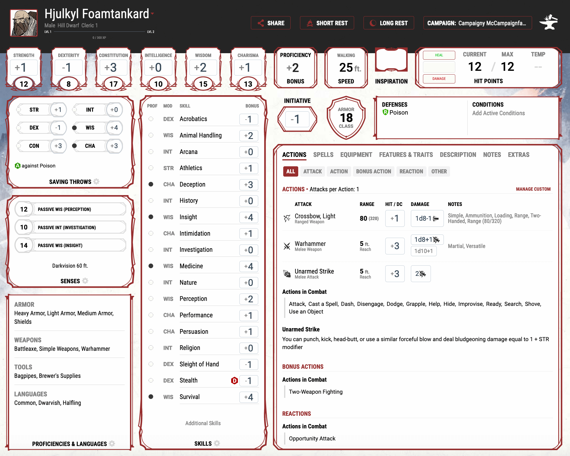 The main character page on www.dndbeyond.com