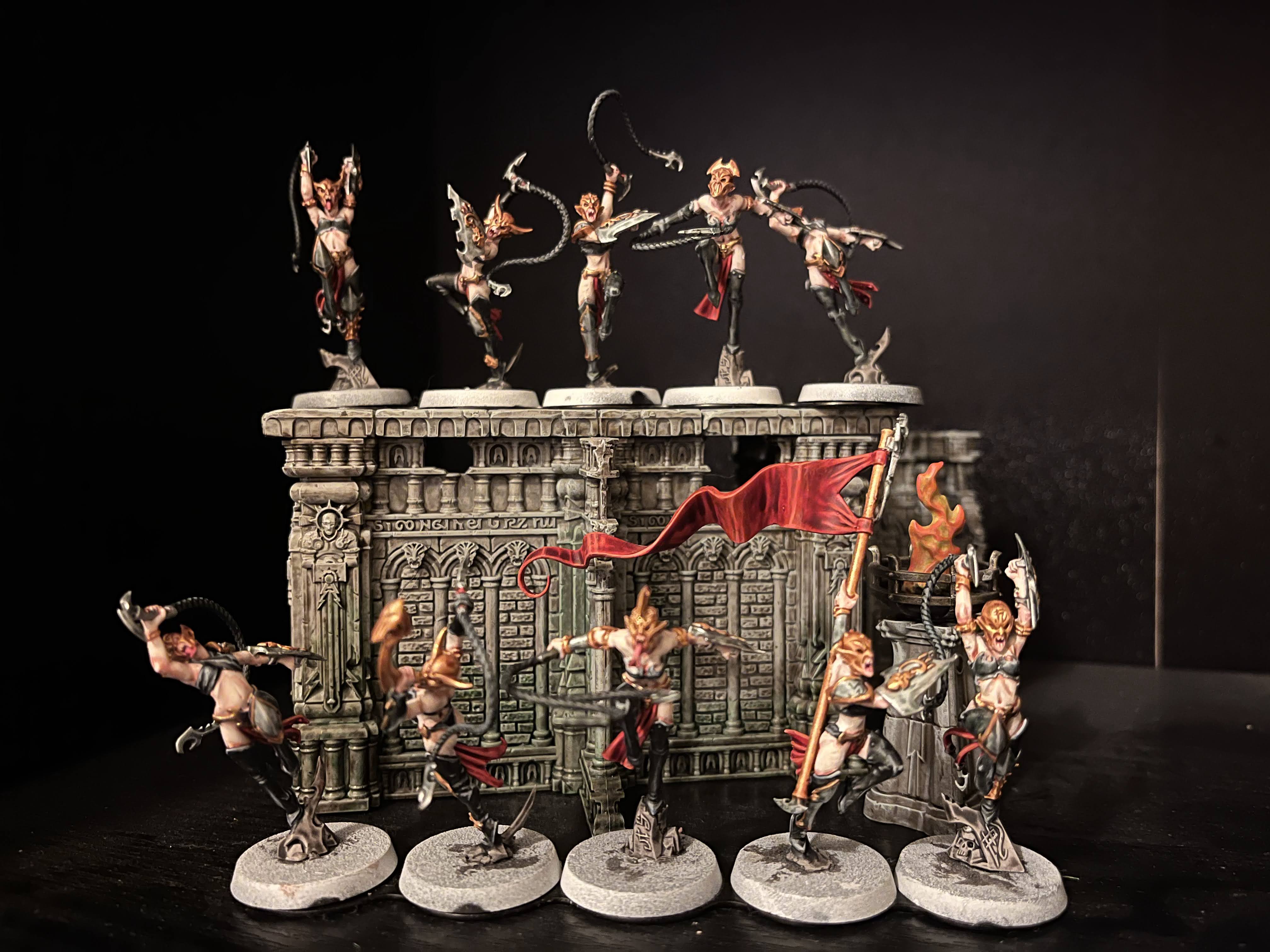 "A group shot of a bunch of Sisters of Slaughter from the Daughters of Khaine"