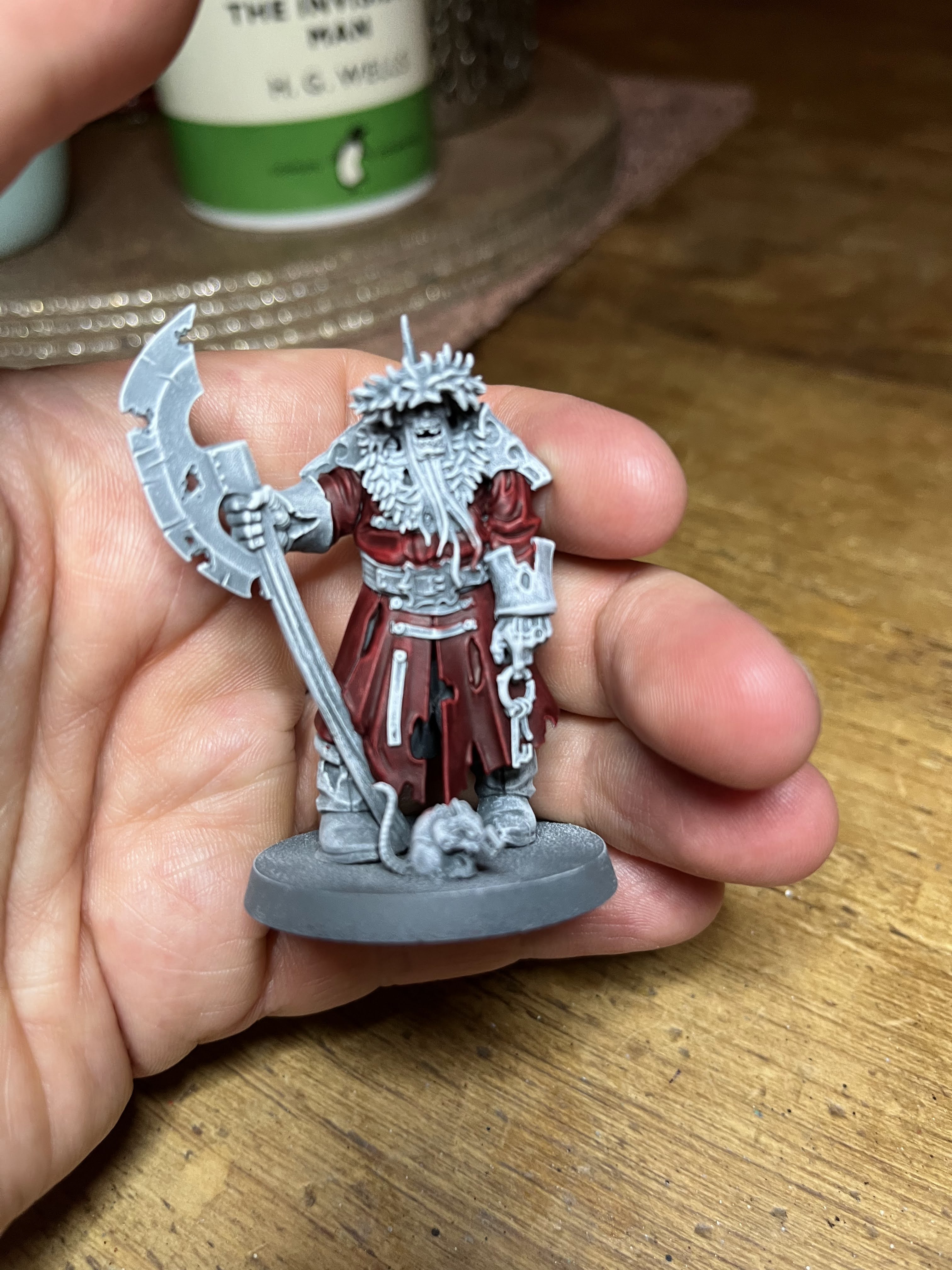 "A shot showing the grey to white basecoating I was using"